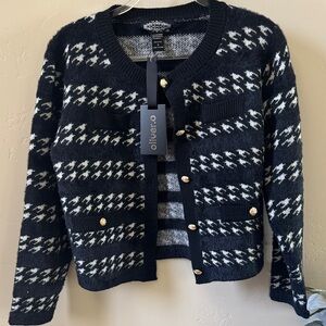 Black and White Houndstooth Women's Blazer